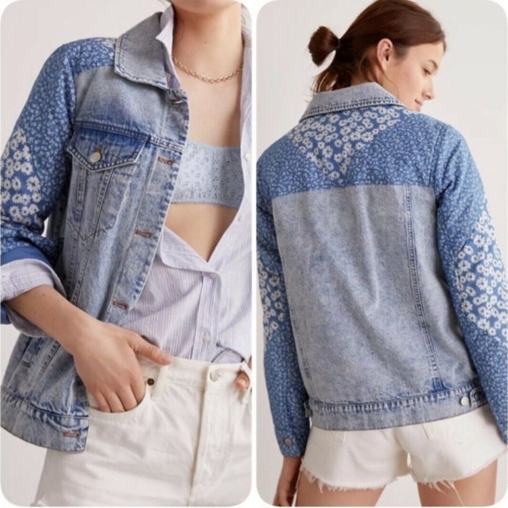 NEW Patchwork Denim Combo Trucker Jacket